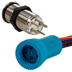 Bluewater 19mm Push Button Switch - Off/(On) Momentary Contact - Blue/Red LED - 1' Lead [9057-2113-1]