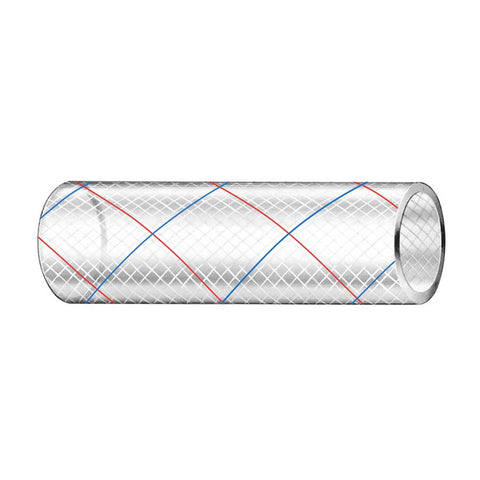 Trident Marine 3/4" x 50' Clear Reinforced PVC Hose Tubing Red  Blue Tracer [162-0346]