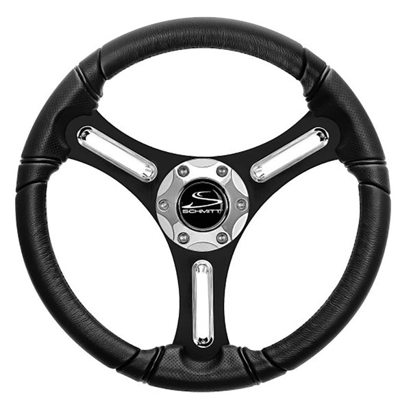 Schmitt Marine Torcello 14" Wheel - 03 Series - Polyurethane Wheel w/Chrome Spoke Inserts  Cap - Black Brushed Spokes - 3/4" - Retail Packaging [PU031104-12R]