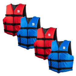 Type III General Boating Adult Universal Foam Life Jacket - Blue/Red *4-Pack [BS-165-B/R-4]