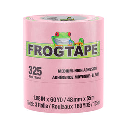 FrogTape CP 325 Medium-High Adhesion Masking Tape - 48MM x 55M x 3-Pack - Pink - Rated for 325F [105335]