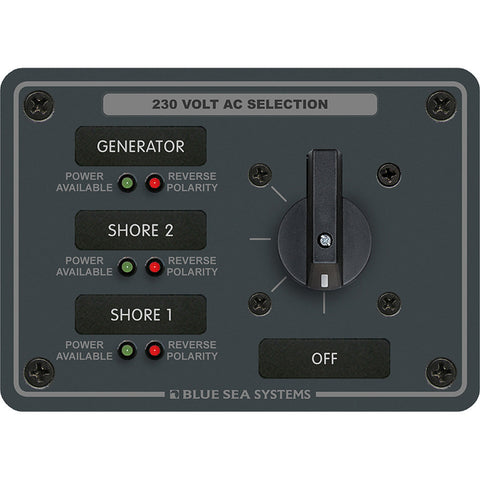 Blue Sea 8358 AC Rotary Switch Panel 30 Ampere 3 Positions + OFF, 2 Pole [8358]