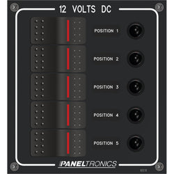 Paneltronics Waterproof Panel - DC 5-Position Illuminated Rocker Switch & Circuit Breaker [9960018B]