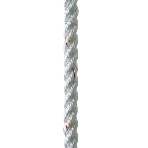 New England Ropes 3/8" Premium 3-Strand Dock Line - White w/Tracer - 25 [C6050-12-00025]