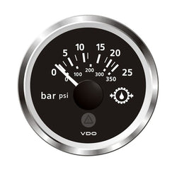 Veratron 52MM (2-1/16") ViewLine Transmission Oil Pressure 25 Bar/350 PSI - Black Dial  Chrome Triangular Bezel [A2C59514137]