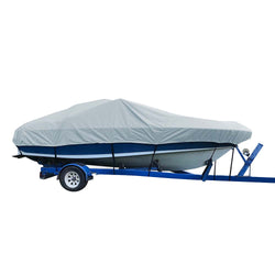 Carver Sun-DURA Styled-to-Fit Boat Cover f/21.5 V-Hull Low Profile Cuddy Cabin Boats w/Windshield  Rails - Grey [77721S-11]