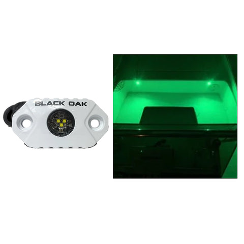 Black Oak Rock Accent Light - Green LEDs - White Housing [MAL-G]