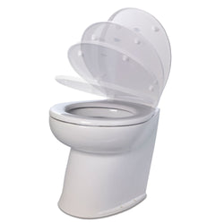 Jabsco Deluxe Flush 17" Angled Back 12V Raw Water Electric Marine Toilet w/Remote Rinse Pump  Soft Close Lid [58220-3012]